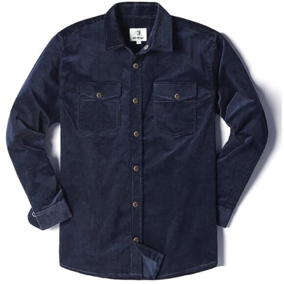 Mocotono Men's Cotton Stretch Corduroy Shirt Jacket Navy Blue XL - Picture 9 of 9